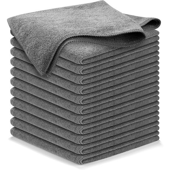 12-Pack Gray Microfiber Cleaning Cloths Ultra Soft Lint Free Multipurpose Towels - Picture 1 of 13